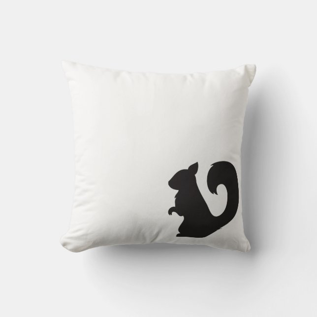 Squirrel critter woodland animal black silhouette throw pillow (Front)
