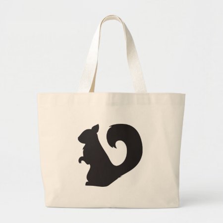 Squirrel Critter Woodland Silhouette Graphic Large Tote Bag