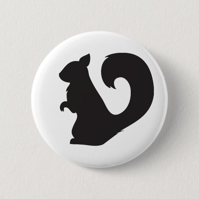 Squirrel critter woodland silhouette graphic pinback button (Front)