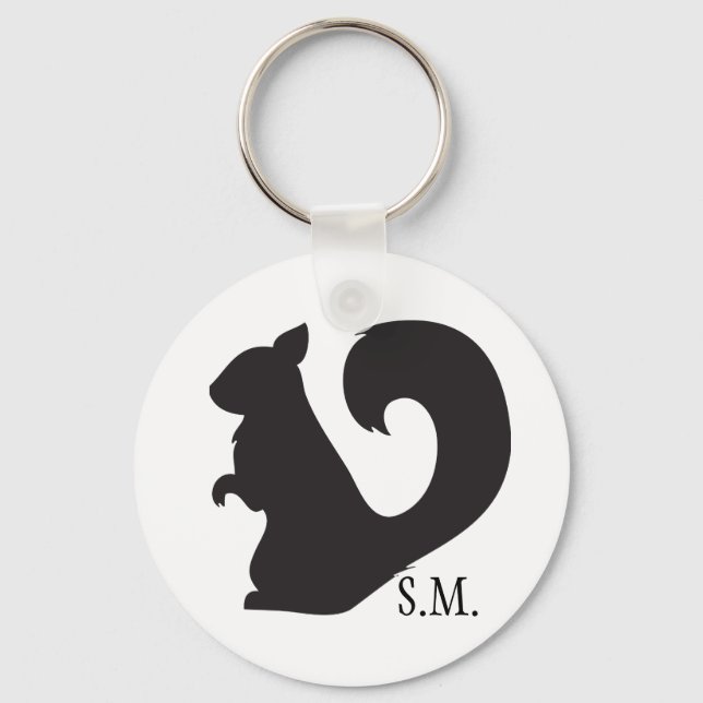 Squirrel critter woodland silhouette initials keychain (Front)