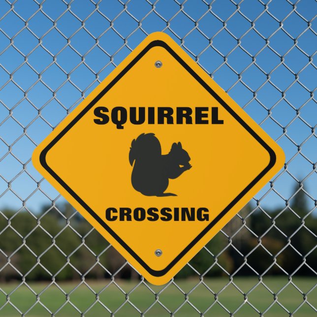 Squirrel Crossing Roadway Street Warning 2  Metal Sign (In Situ(Fence))