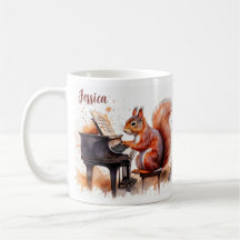 Squirrel Cute Animal and Piano Personalized Name