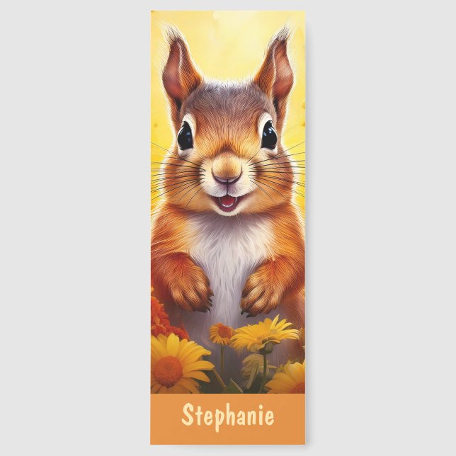 Squirrel Cute Animal Personalized Kids Name Bookmarks (Front)