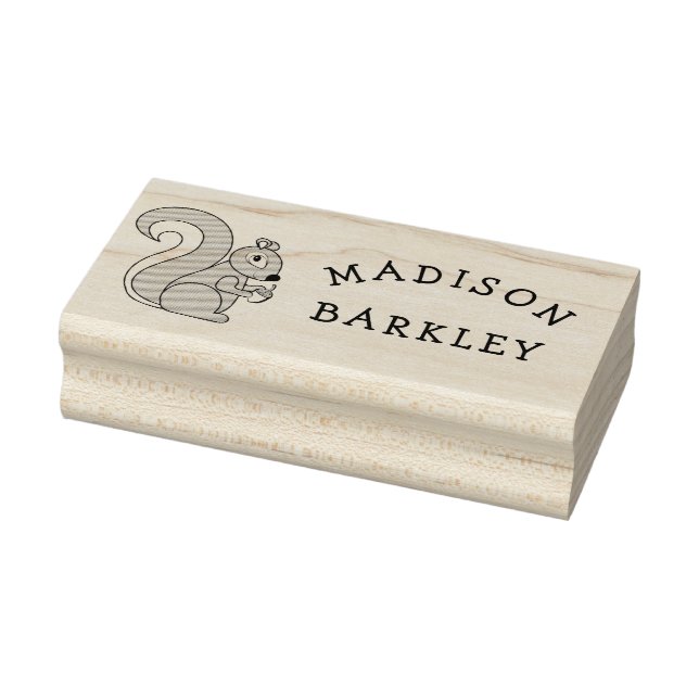 Squirrel Cute Kid's Woodland Rubber Stamp (Stamp)