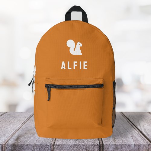 Squirrel Cute Modern Minimalist Orange Printed Backpack