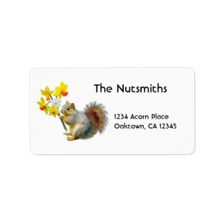 Squirrel Daffodils Address Labels
