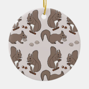 Squirrel design dark ceramic ornament