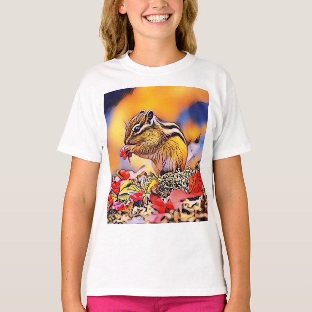 Squirrel Digital Art Painting T-Shirt (Front)