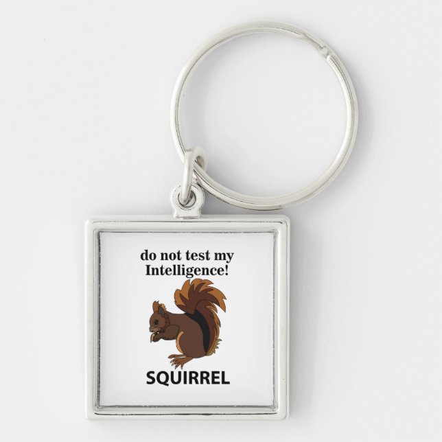 Squirrel Do Not Test My Intelligence Squirrel Keychain (Front)