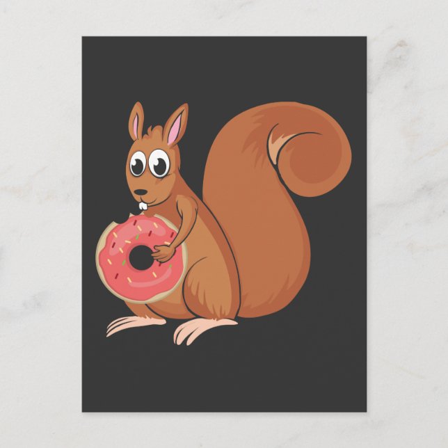 Squirrel Donut Funny Doughnut Rodent Animal Postcard (Front)