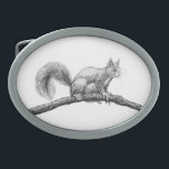 Squirrel drawing belt buckle<br><div class="desc">Ink drawing of a squirrel on branch drawn for Inktober 2018</div>
