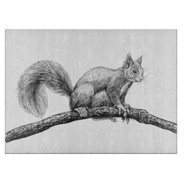 Squirrel drawing cutting board (Front)