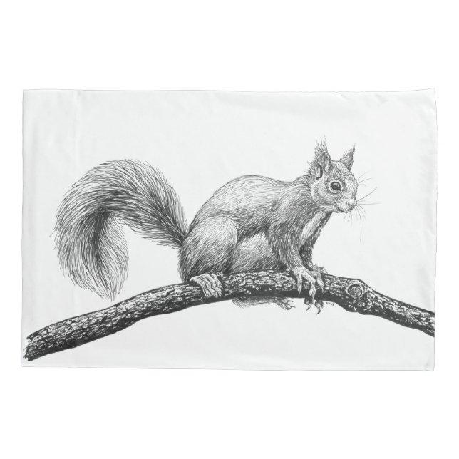 Squirrel drawing pillow case (Back)
