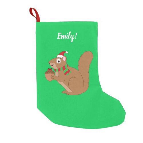 Squirrel Dressed in a Santa Hat  Small Christmas S Small Christmas Stocking