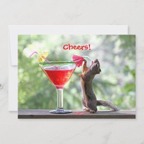 Squirrel Drinking Customizable Party Personalized Invites