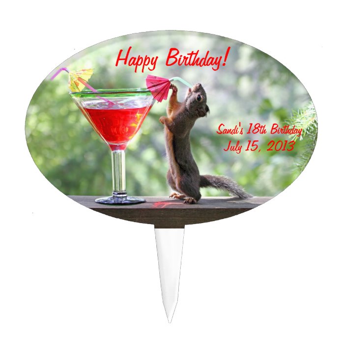 Squirrel Drinking a Cocktail Cake Topper