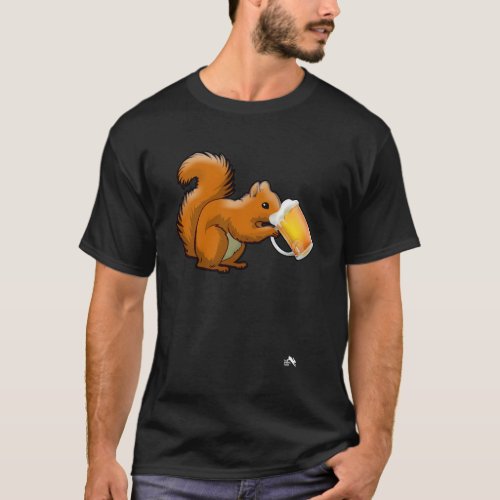 Squirrel Drinking Beer For Animal Beer Squirrel T_Shirt