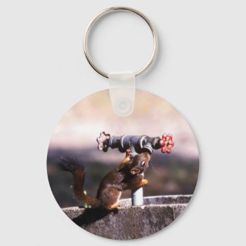 Squirrel Drinking Keychain by Artnmore at Zazzle