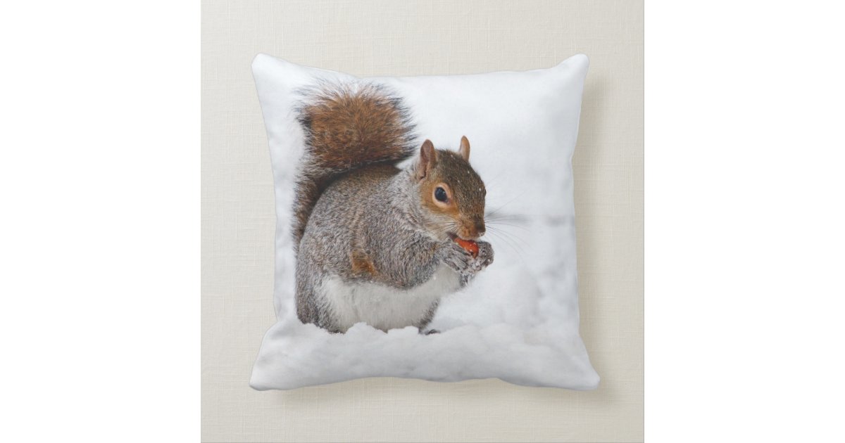 Squirrel Eating a Nut Throw Cushion