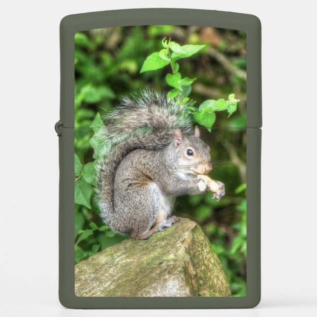 Squirrel Eating a Peanut Zippo Lighter (Front)