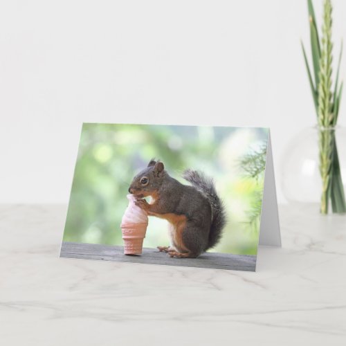 Squirrel Eating an Ice Cream Cone Card