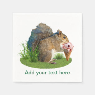 Squirrel Eating Ice Cream Cone, Text Napkins