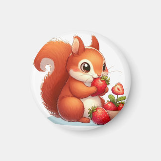 Squirrel eating strawberry magnet