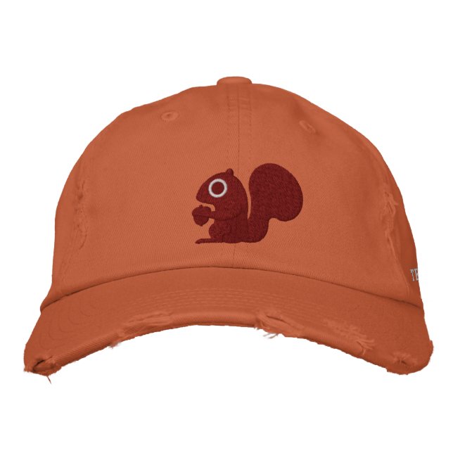 Squirrel Embroidered Baseball Hat (Front)