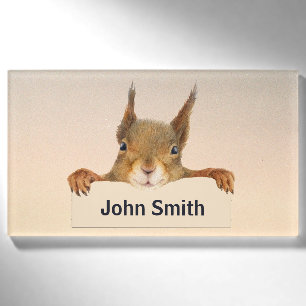 Squirrel Face Custom Text Name Tag