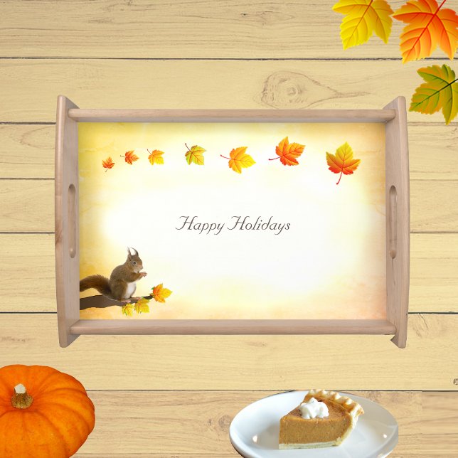 Squirrel & Fall Leaves Serving Tray (Creator Uploaded)