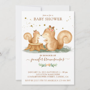 Squirrel Family Mommy Baby Invitation