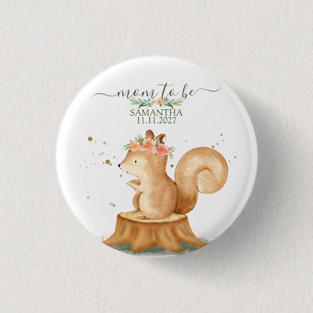 Squirrel Family wildlife animal baby newborn Button (Front)