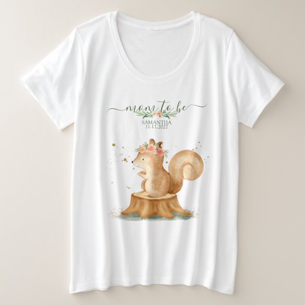 Squirrel Family wildlife baby MOM TO BE Plus Size T-Shirt