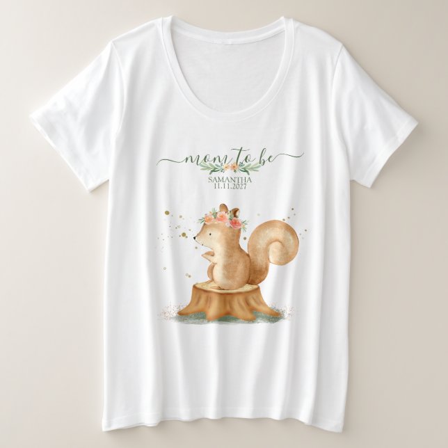 Squirrel Family wildlife baby MOM TO BE Plus Size T-Shirt (Design Front)