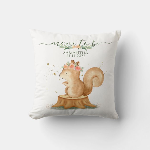 Squirrel Family wildlife MOM TO BE Throw Pillow