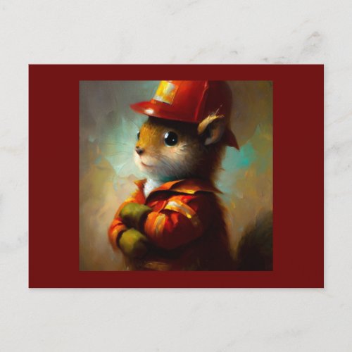 Squirrel Firefighter Postcard