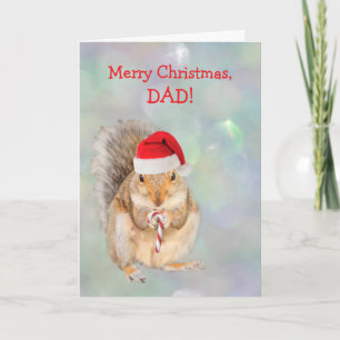 Squirrel "For Dad" Cute Christmas Holiday Card