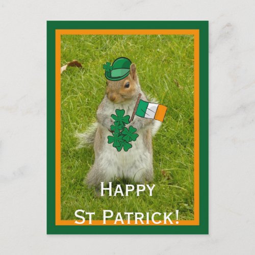 Squirrel for St Patrick Day Postcard