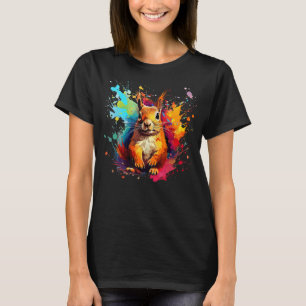 Squirrel Forest Animal Lover Colorful Splash Art T-Shirt