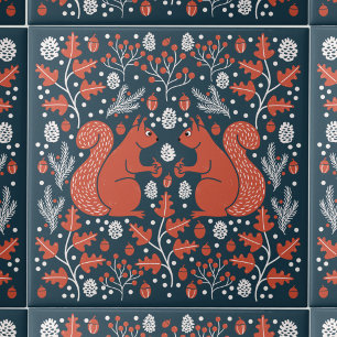 Squirrel Forest Woodland Ceramic Tile