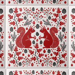 Squirrel Forest Woodland Ceramic Tile