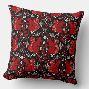 Squirrel Forest Woodland Pattern Throw Pillow