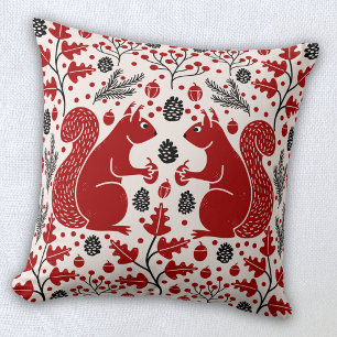 Squirrel Forest Woodland Throw Pillow