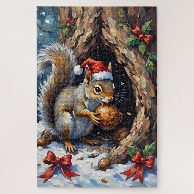 Squirrel Frantically Stashing Christmas Chestnuts  Jigsaw Puzzle (Vertical)