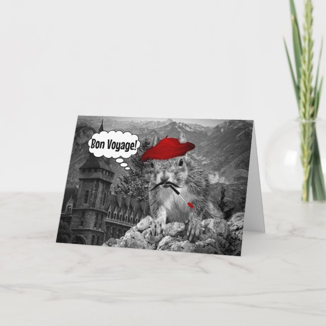 Squirrel French Artist Bon Voyage Card (Front)