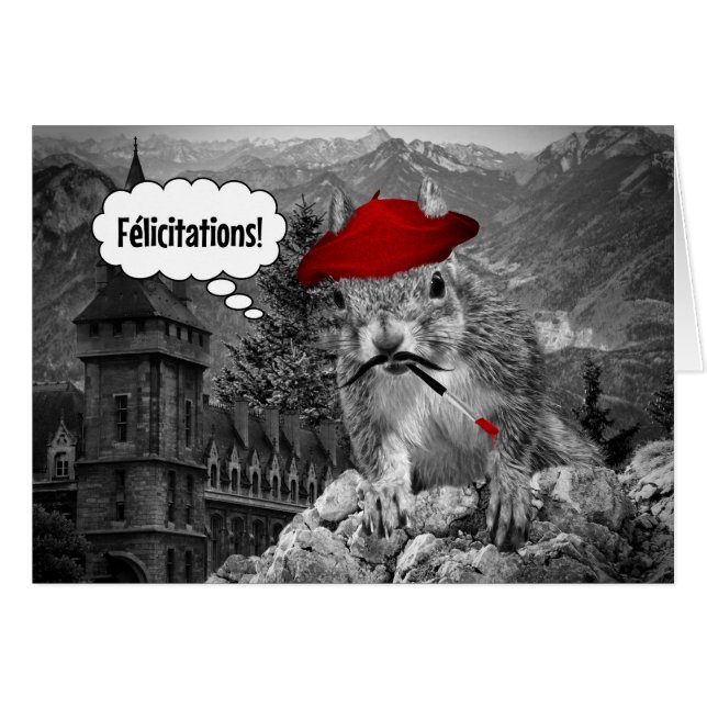 Squirrel French Artist Félicitations Cards (Front Horizontal)