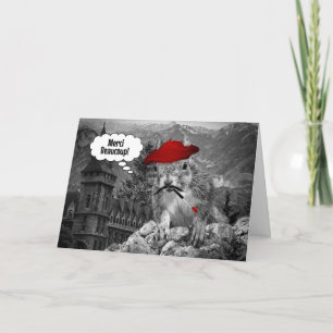Squirrel French Artist Merci Beaucoup Letterpress Thank You Card