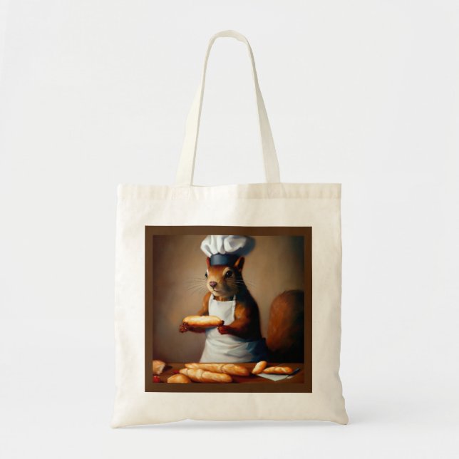 Squirrel French Baker Tote Bag (Front)