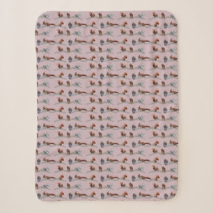Squirrel Frenzy Sherpa Blanket (Dusty Pink)