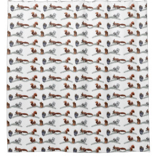 Squirrel Frenzy Shower Curtain (choose colour)